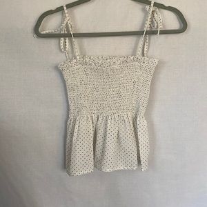 White and black polka dot tank top
